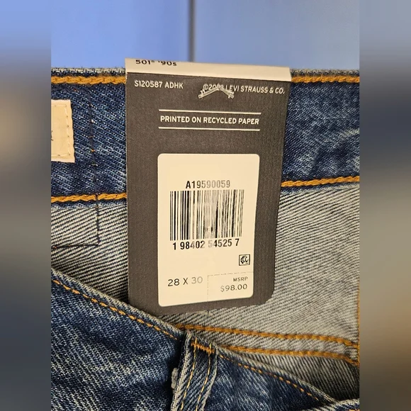 Levi's 501 Original Fit Straight Leg Blue Jeans - Picture 8 of 12